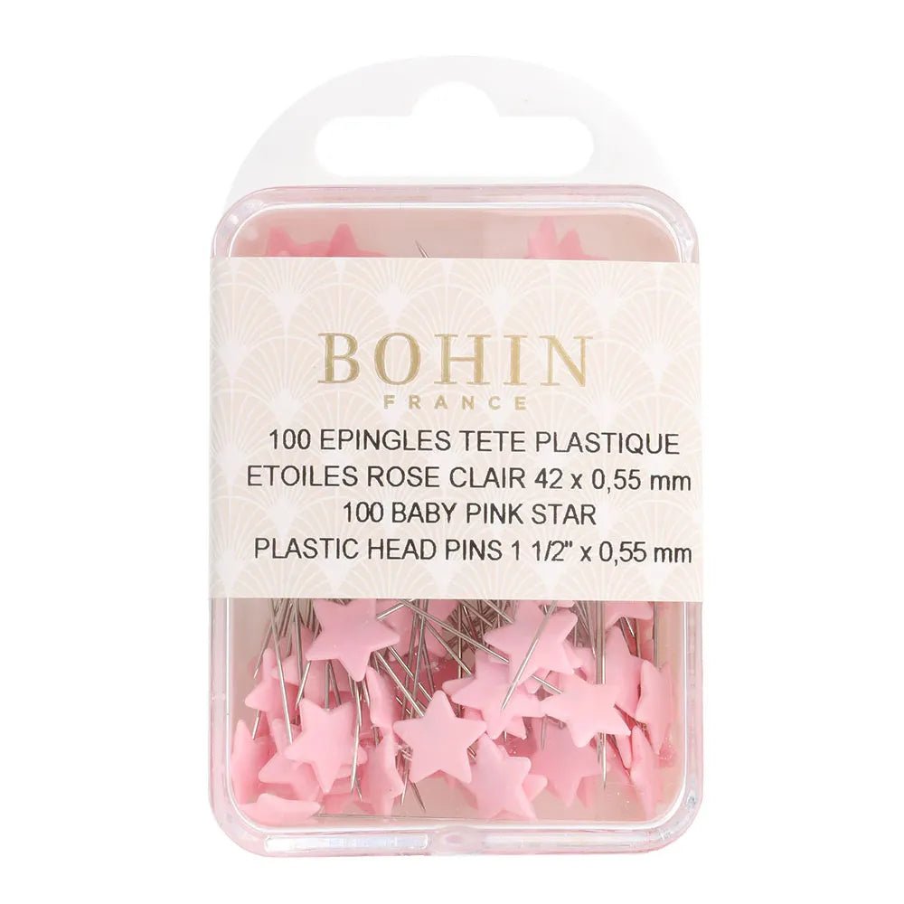 Image de BOHIN épingles à tête étoile 42 mm – rose, 100 pièces – disponible en ligne chez Šarlotes audumi