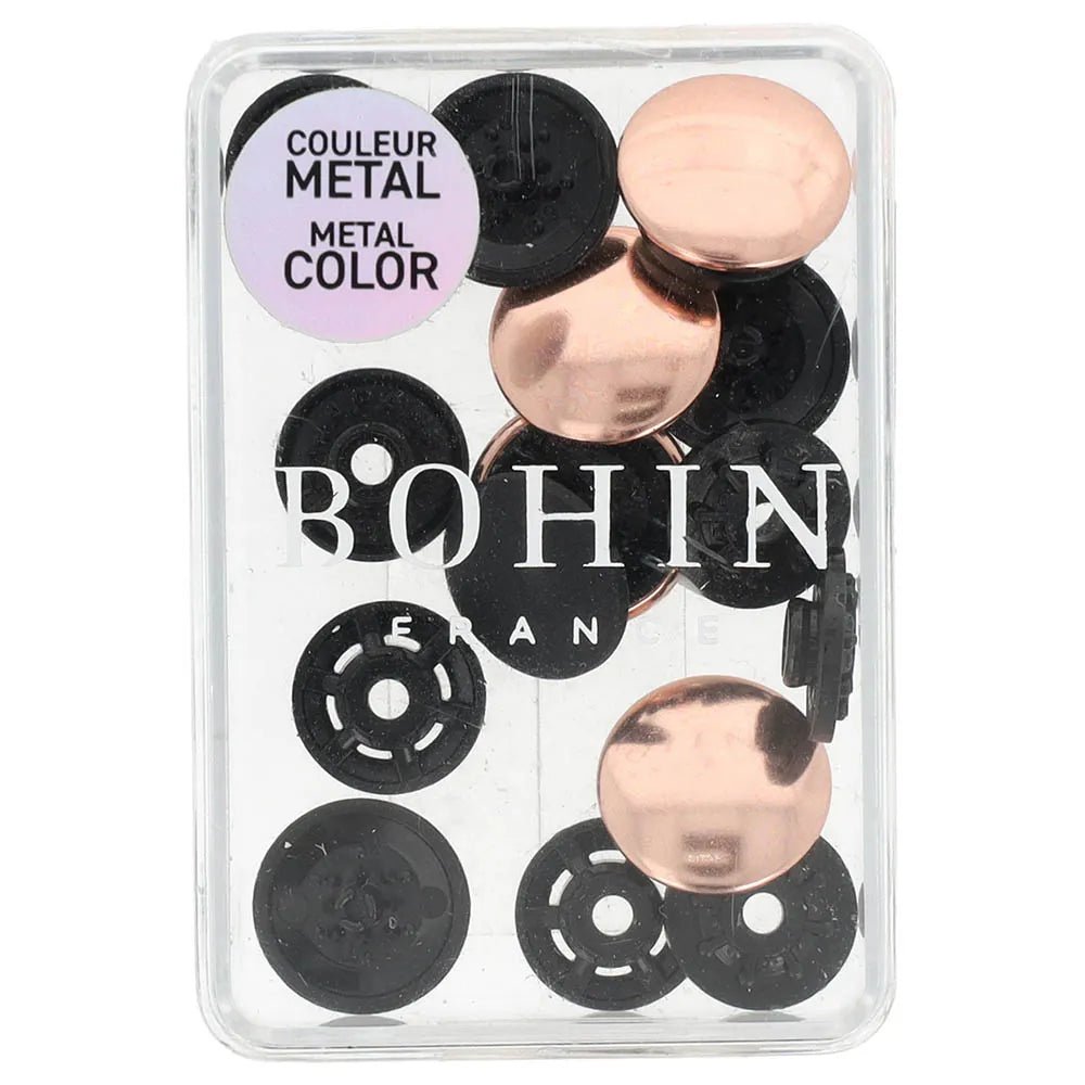 Image de boutons-pression BOHIN Magic sans pince 14 mm – Rose Gold, 4 pièces – disponible en ligne chez Šarlotes audumi