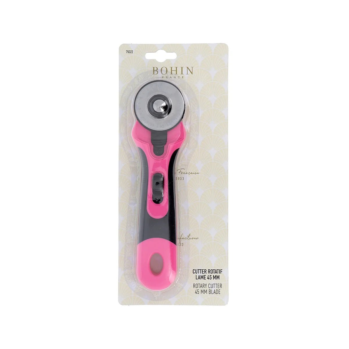 Bohin cutter rotatif pour tissu – 18 ou 45 mm – disponible en ligne chez Šarlotes audumi
