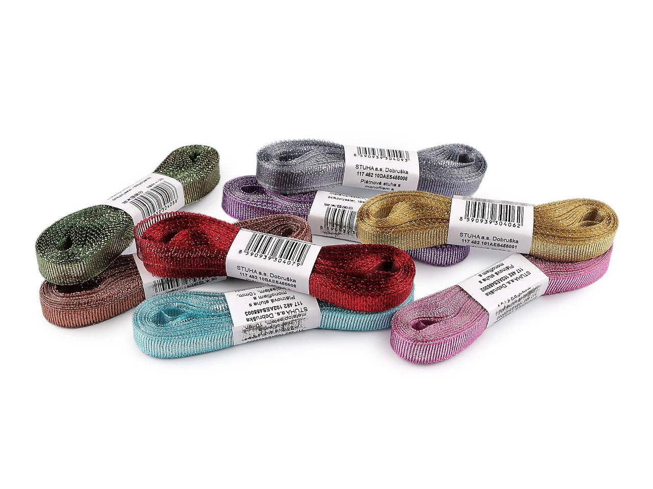 Image de ruban brocart avec lurex | largeur 10 mm, lot de 10 m | teintes variées – disponible chez Šarlotes audumi