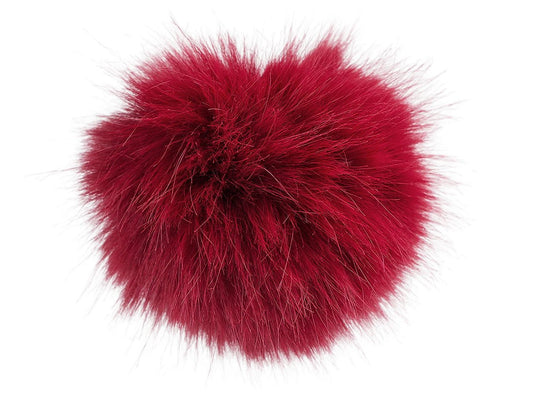 Pompon pour bonnet avec boucle Ø11 cm - rouge foncé, disponible chez Šarlotes audumi