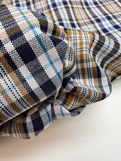 Tissu à carreaux en coton et viscose avec élasthanne, motif multicolore – Italie