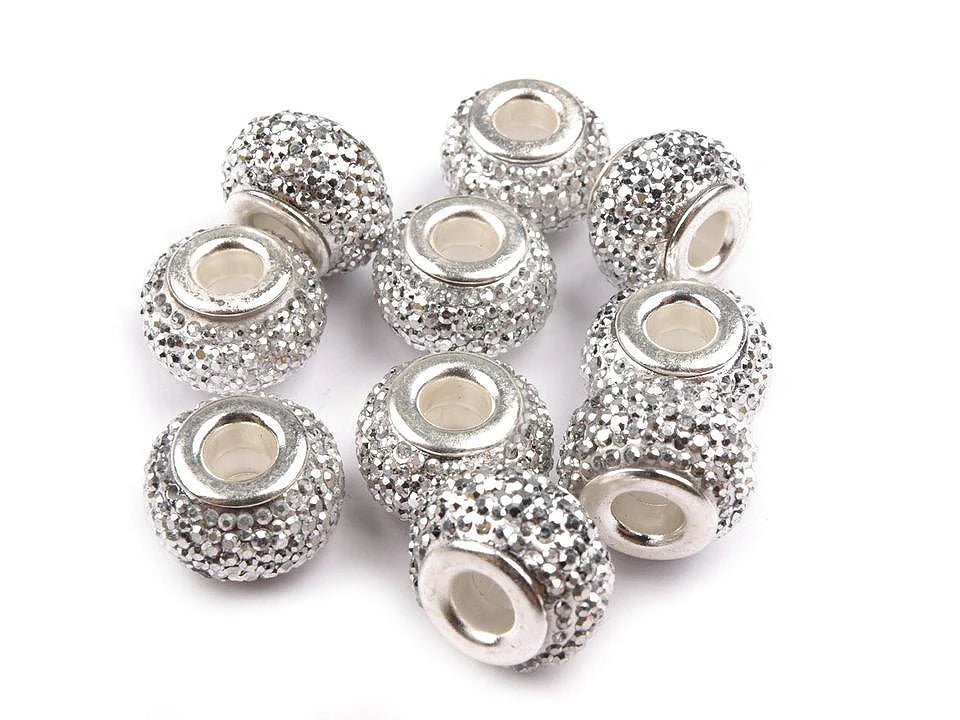 Image avec perles « Charm » à effet métallisé | 9 × 14 mm 10 pcs | couleurs assorties – disponible chez Šarlotes audumi