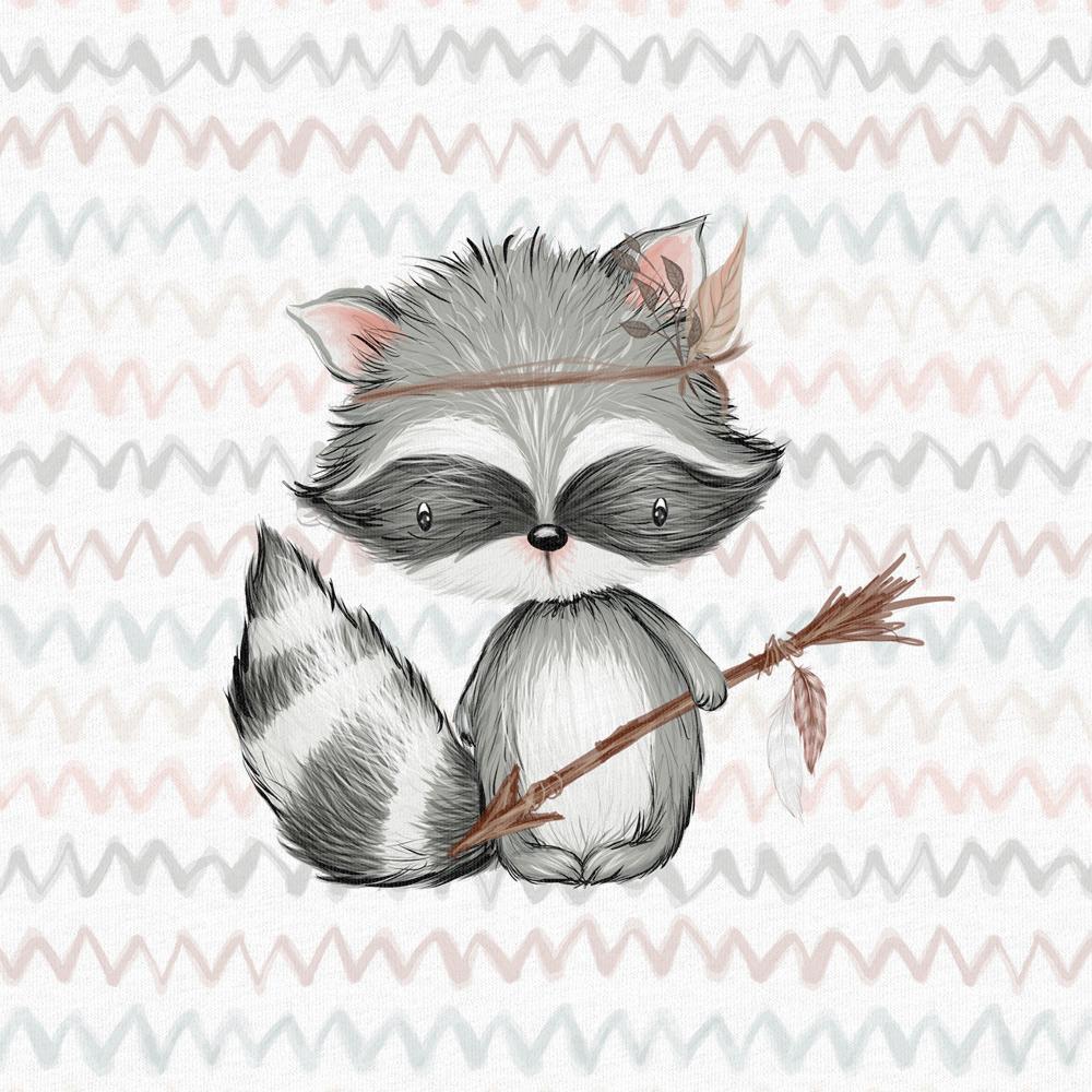Image avec panneau en tissu bouclette 40x50 cm - raton laveur 250 g/m² – disponible chez Šarlotes audumi