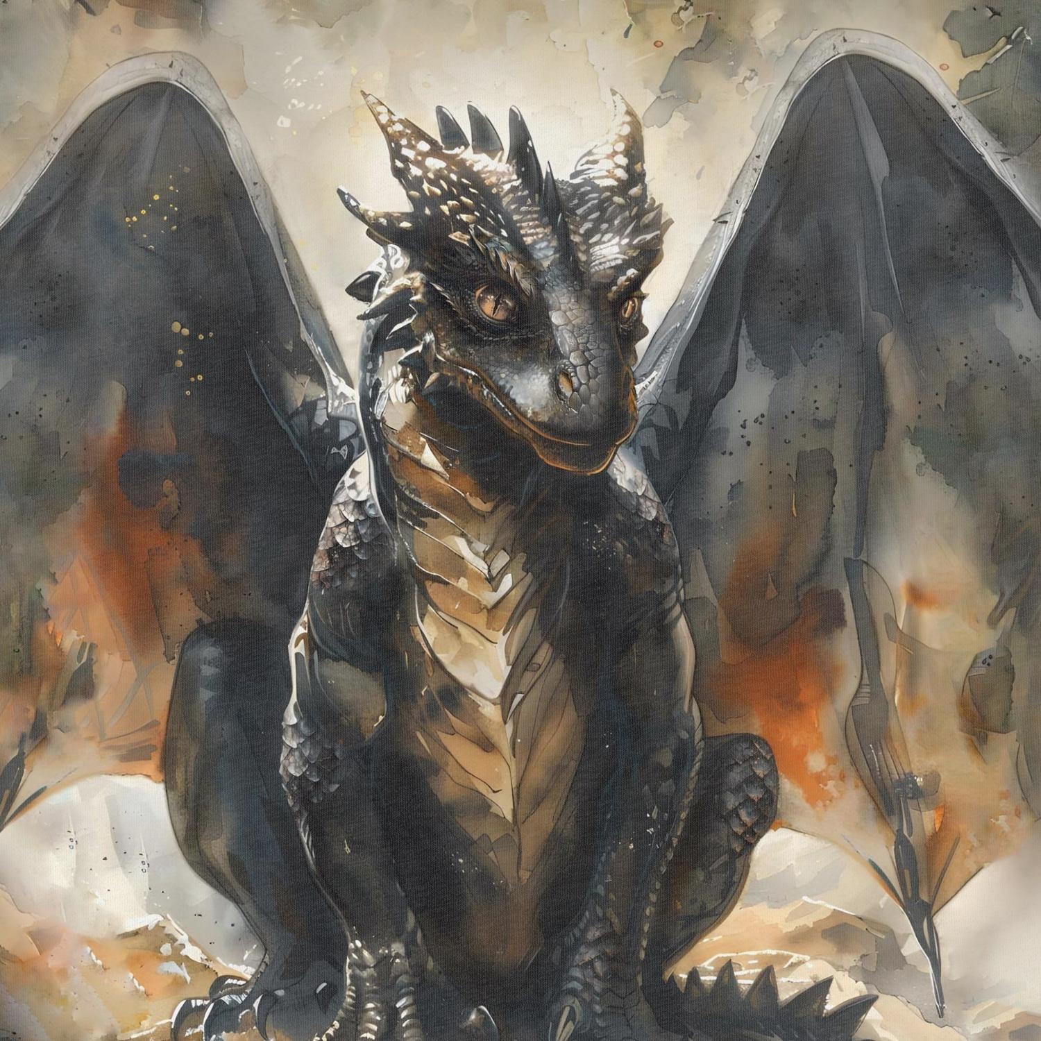 Image of a loop knit panel 40x50 cm - dragon 250 g/m² – available at Šarlotes audumi