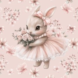 Image with Loop-knit panel - ballerina bunny in flowers 250 g/m² | Design - 15 – available at Šarlotes audumi