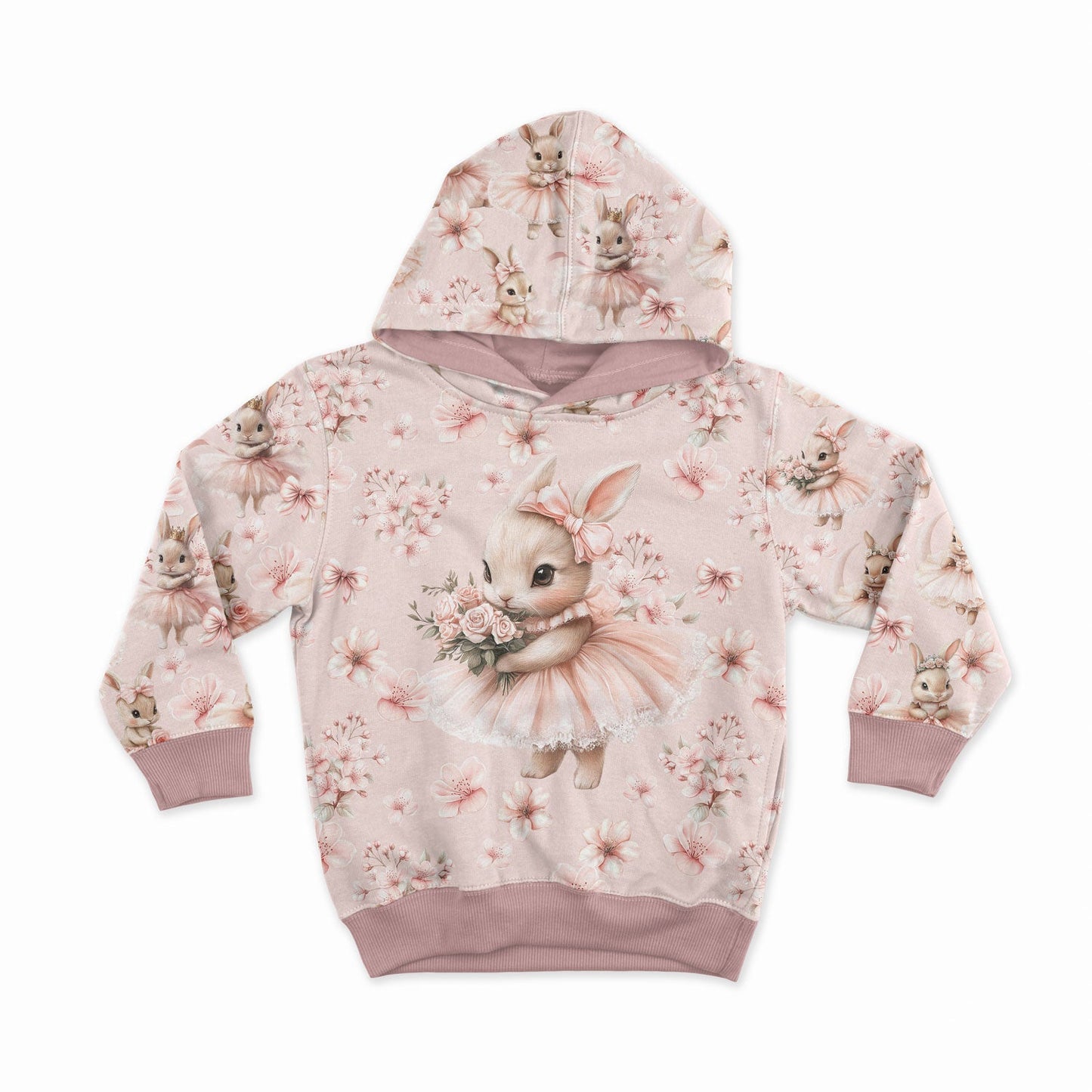 Image avec panneau en tricot à boucles - petite ballerine lapin dans les fleurs 250 g/m² | Design - 15 – disponible chez Šarlotes audumi