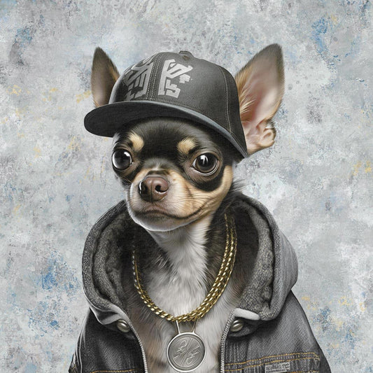 Image with loopback knit panel - cool chihuahua 250 g/m² | Design - 01 – available at Šarlotes audumi