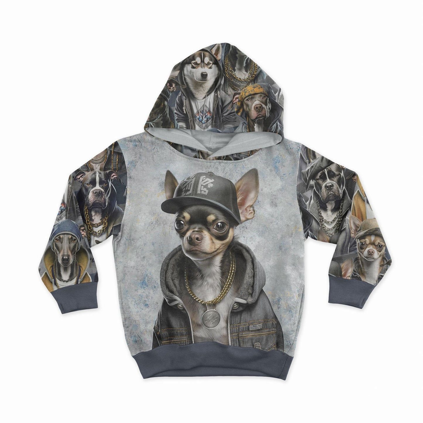 Image avec panneau en tricot bouclé - le chihuahua cool 250 g/m² | Design - 01 – disponible chez Šarlotes audumi