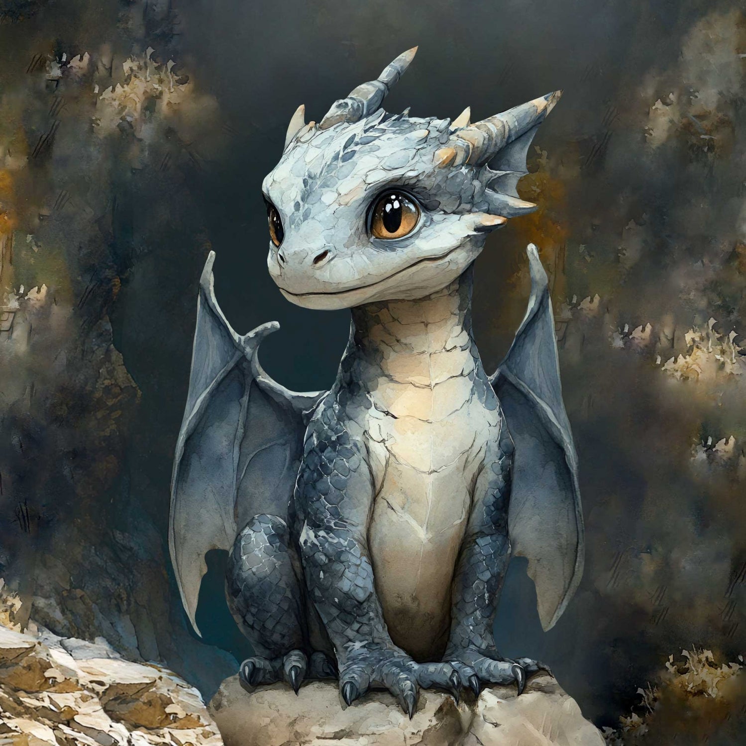 Image avec panneau en tricot bouclé - petit dragon bleu 250 g/m² | Design - 14 – disponible chez Šarlotes audumi