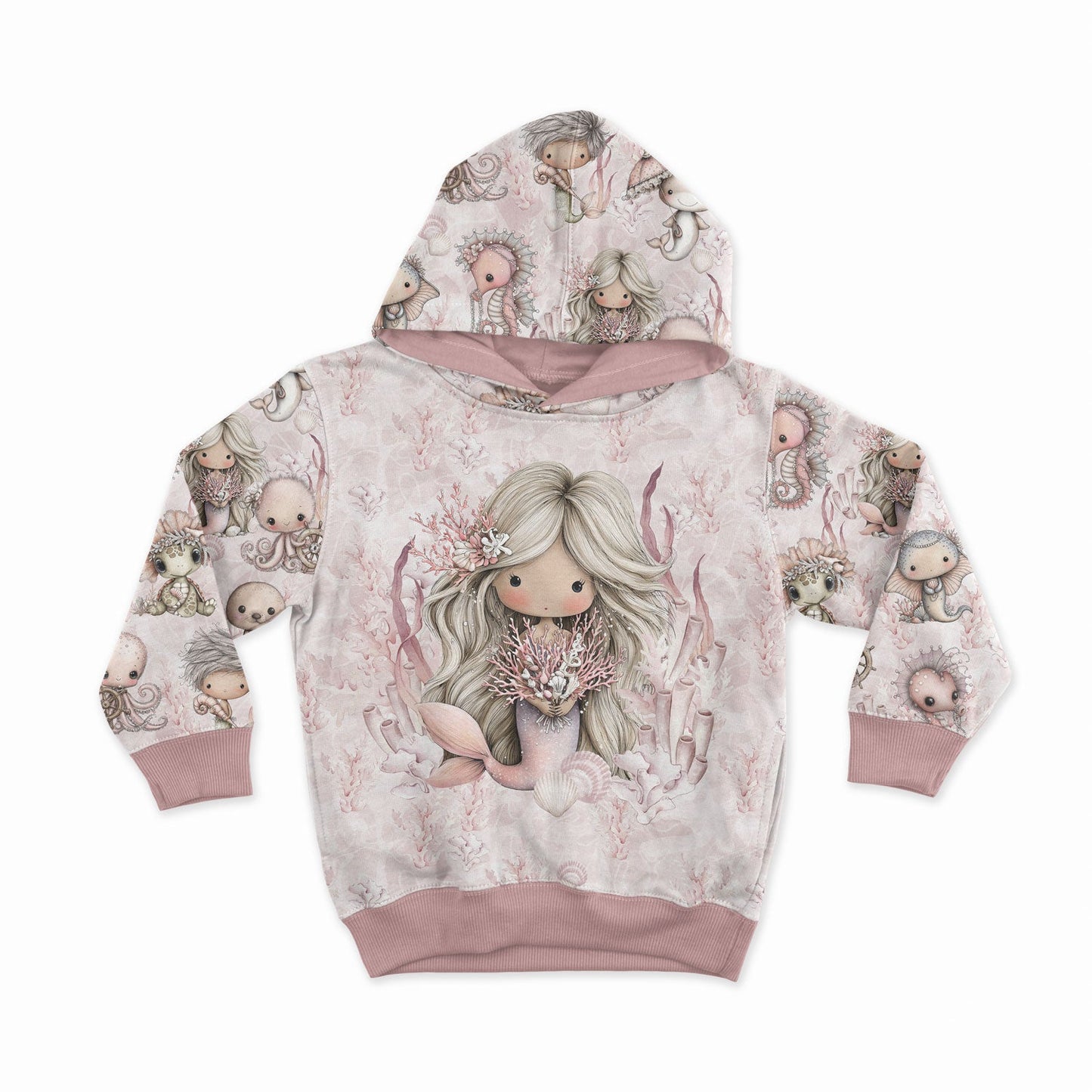 Image du panneau en tricot bouclé - sirène océan perle 250 g/m² | Design - 16 – disponible chez Šarlotes audumi