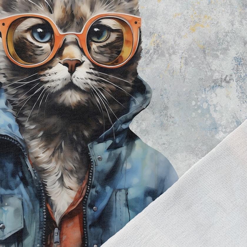 Image avec panneau en maille bouclée - chat charmant 250 g/m² | Design - 01 – disponible chez Charlotte tissus