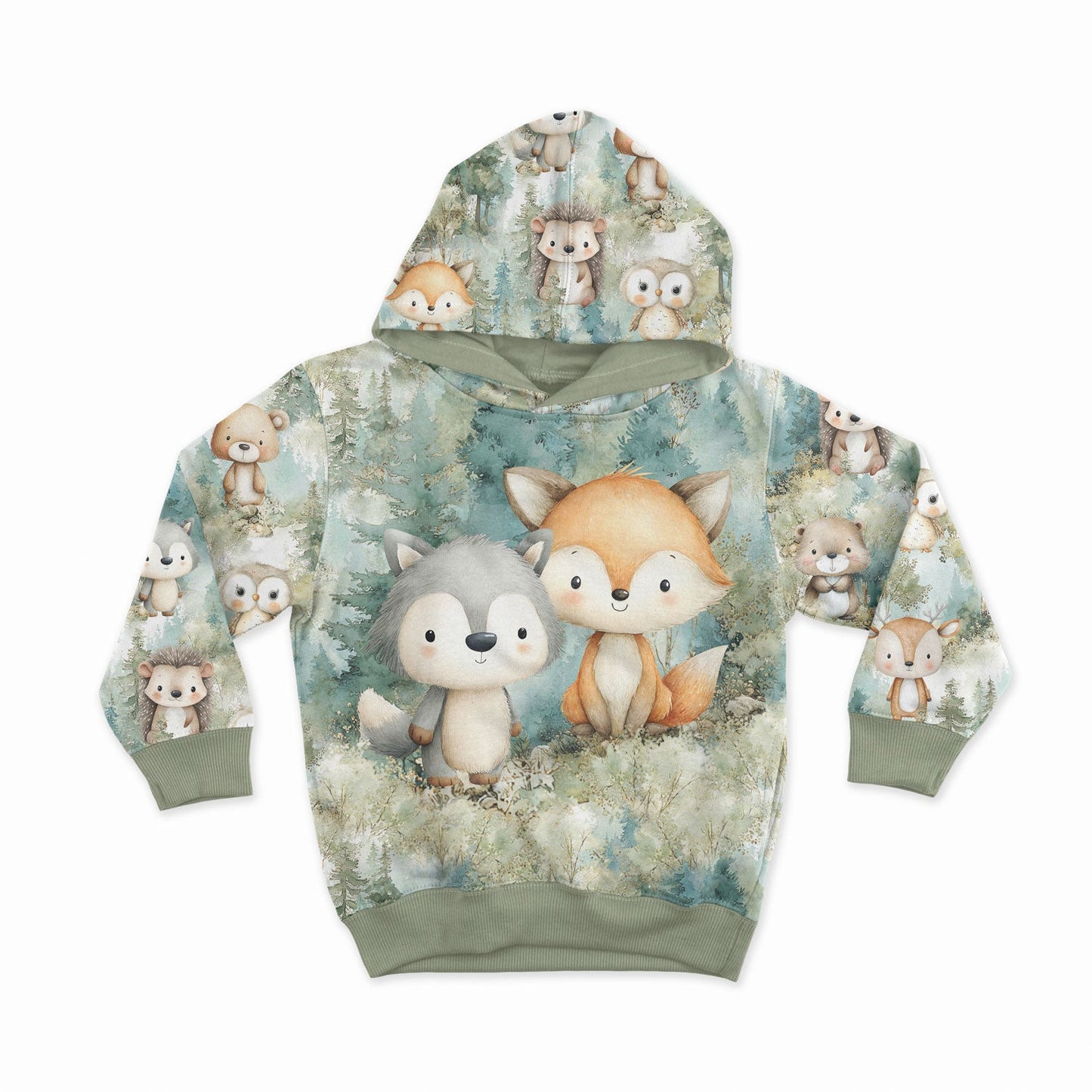 Image du panneau en jersey bouclé - Amis de la forêt verte 250 g/m² | Design - 17 – disponible chez Šarlotes audumi