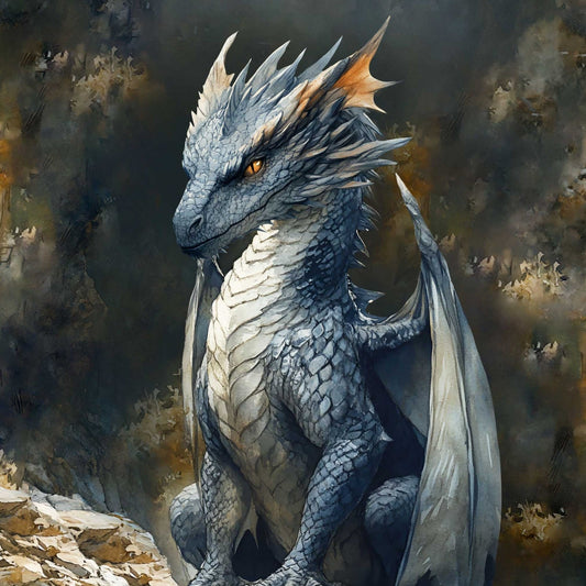 Image with loop knit panel - blue dragon 250 g/m² | Design - 13 – available at Šarlotes audumi