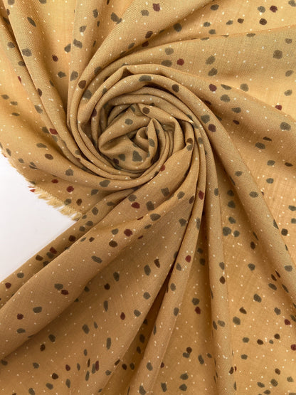 Tissu acrylique italien à pois beige et marron 130 g/m²