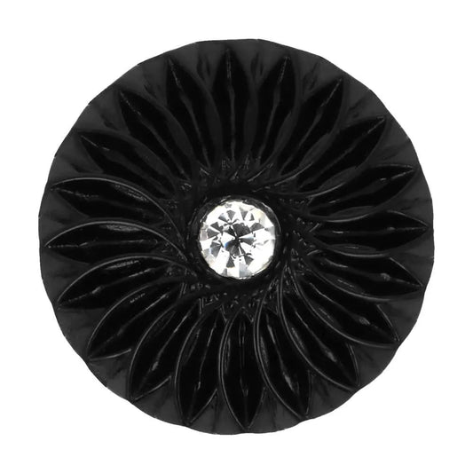 Image de bouton décoratif noir avec diamant au centre – disponible en ligne chez Šarlotes audumi