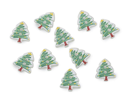 Image de bouton décoratif « Sapin de Noël », 13 × 15 mm – disponible en ligne chez Šarlotes audumi