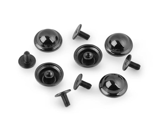 Rivets décoratifs à vis / pieds de sac Ø13 mm (5 pièces) - noirs