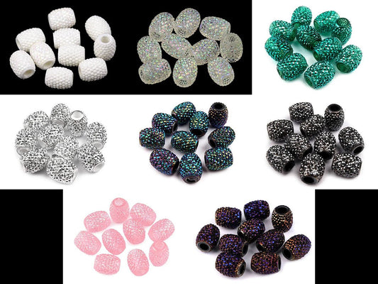 Image de perles décoratives brillantes à gros trou 13×15 mm – disponibles chez Šarlotes audumi