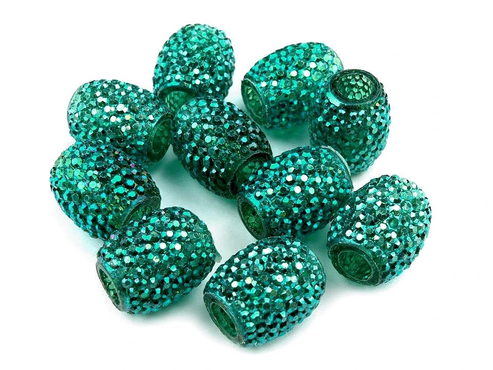 Image de perles décoratives brillantes à gros trou 13×15 mm – disponibles chez Šarlotes audumi