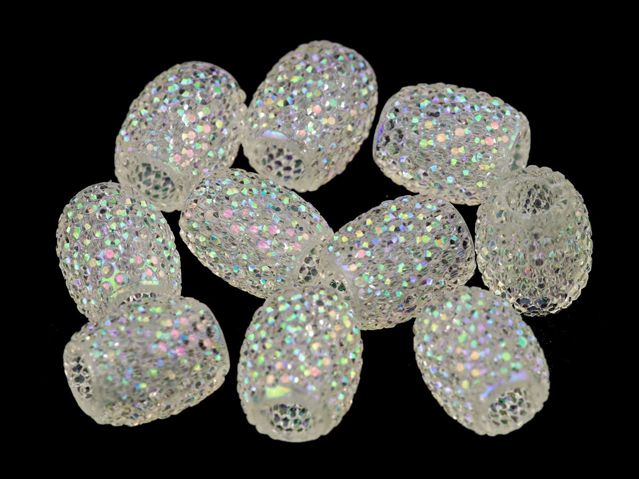 Image of decorative shiny beads with a large hole 13×15 mm – available at Šarlotes audumi