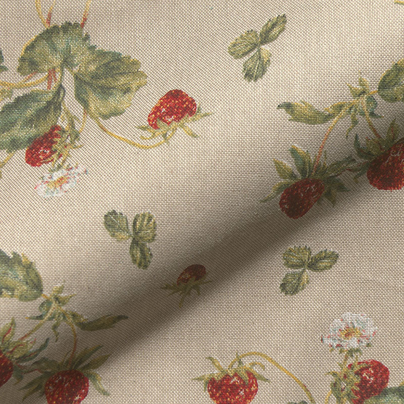 Canvas fabric, wild strawberries 200 g/m²