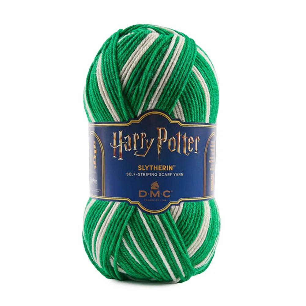 Fil DMC Harry Potter Magic 300 g / 410 m, à rayures automatiques aux couleurs des maisons de Poudlard, disponible en ligne chez Šarlotes audumi