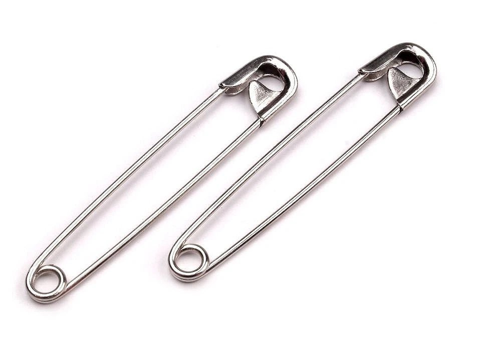 Épingles de sûreté, trombones 50 mm - argent (lot de 12 pièces)