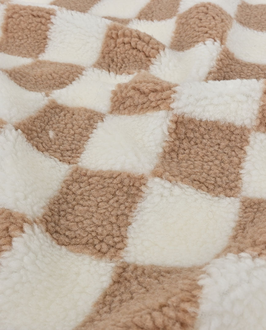 Teddy en polaire à carreaux beige