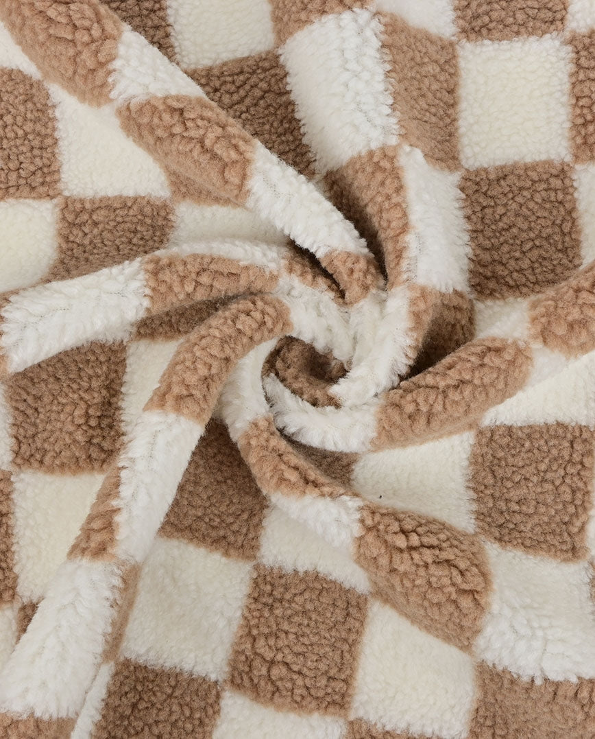 Teddy en polaire à carreaux beige