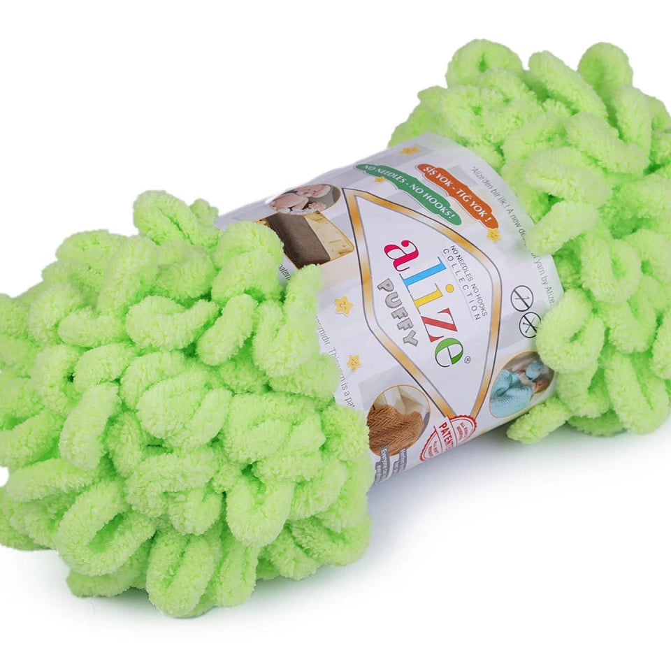 Fil à tricoter Alize Puffy - vert vif 9 m 100g #18