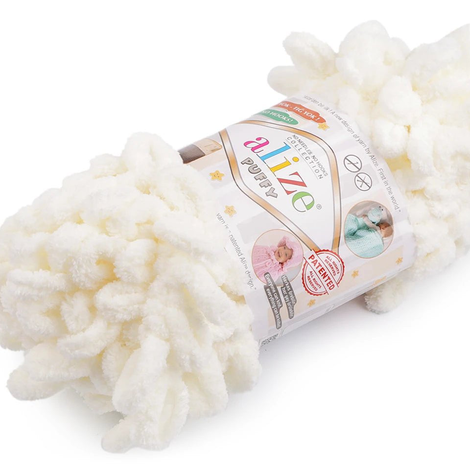 Fil à tricoter Alize Puffy - blanc lait 9 m 100 g #62