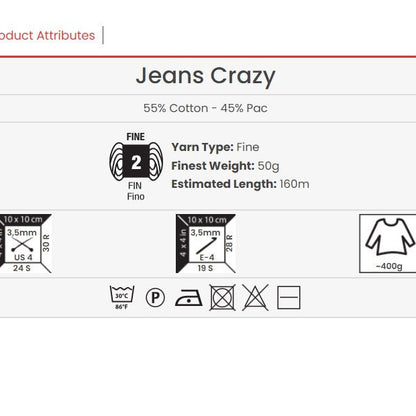 Dzija Yarn Art Jeans Crazy - 160 m 50g #8210