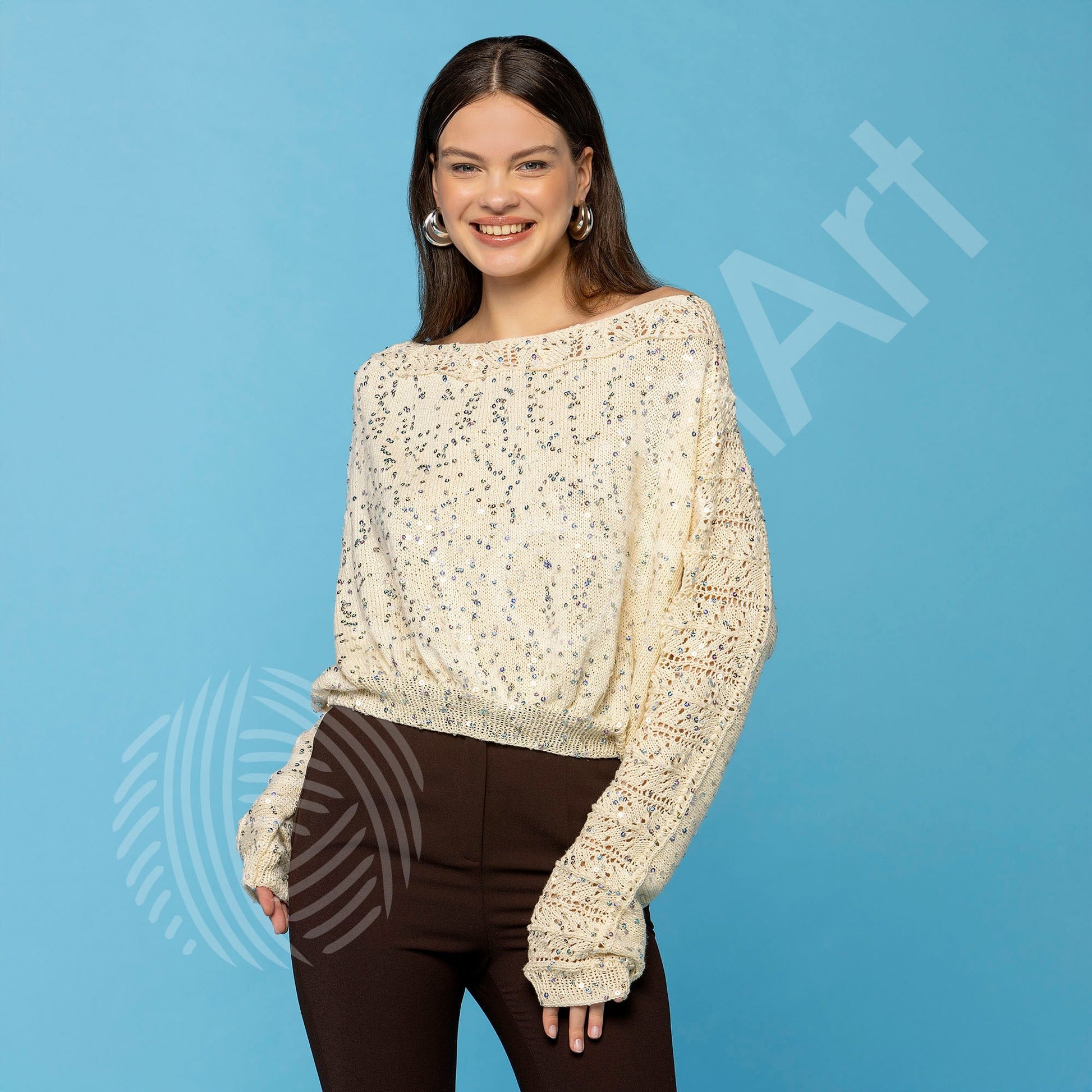 Attēls ar Dzija YarnArt Cotton Gold Paillettes ar fliteriem - 50g / 140m – pieejams Šarlotes audumi