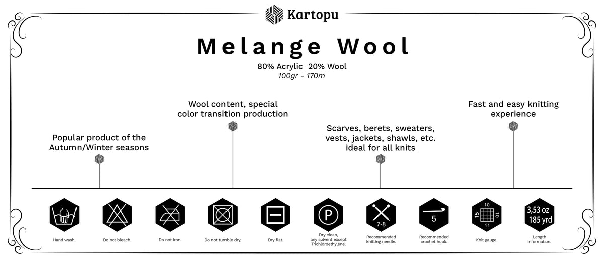 Image avec fil de laine KARTOPU MELANGE WOOL 100 g / 170 m – disponible en ligne chez Šarlotes audumi