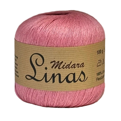 Image with yarn, linen threads Midara Linas – 100 g/ 600 m – available at Šarlotes audumi
