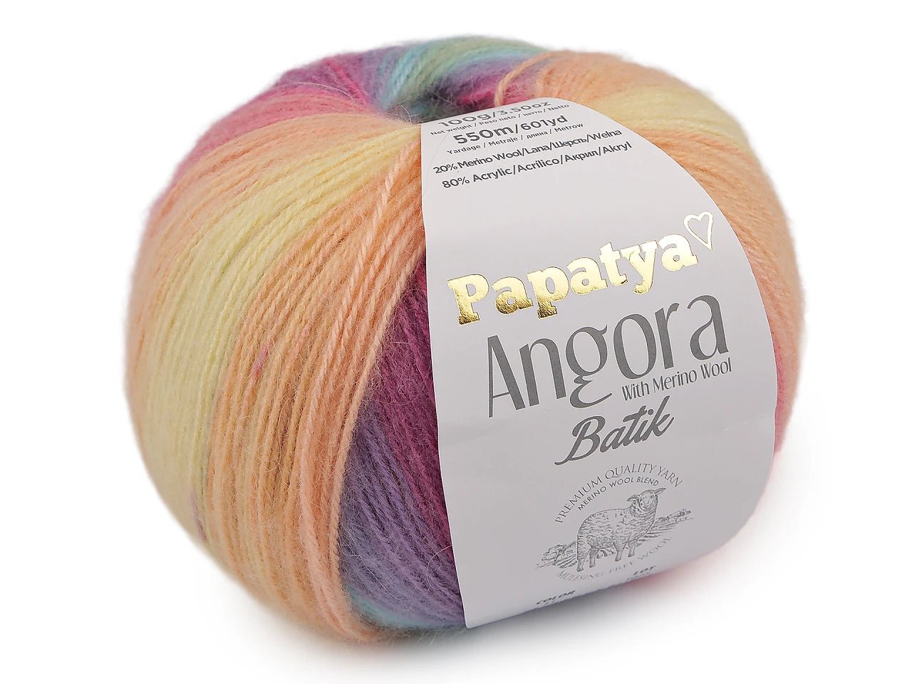 Bild mit Papatya Angora Batik Garn 100g / 550m – erhältlich bei Šarlotes audumi