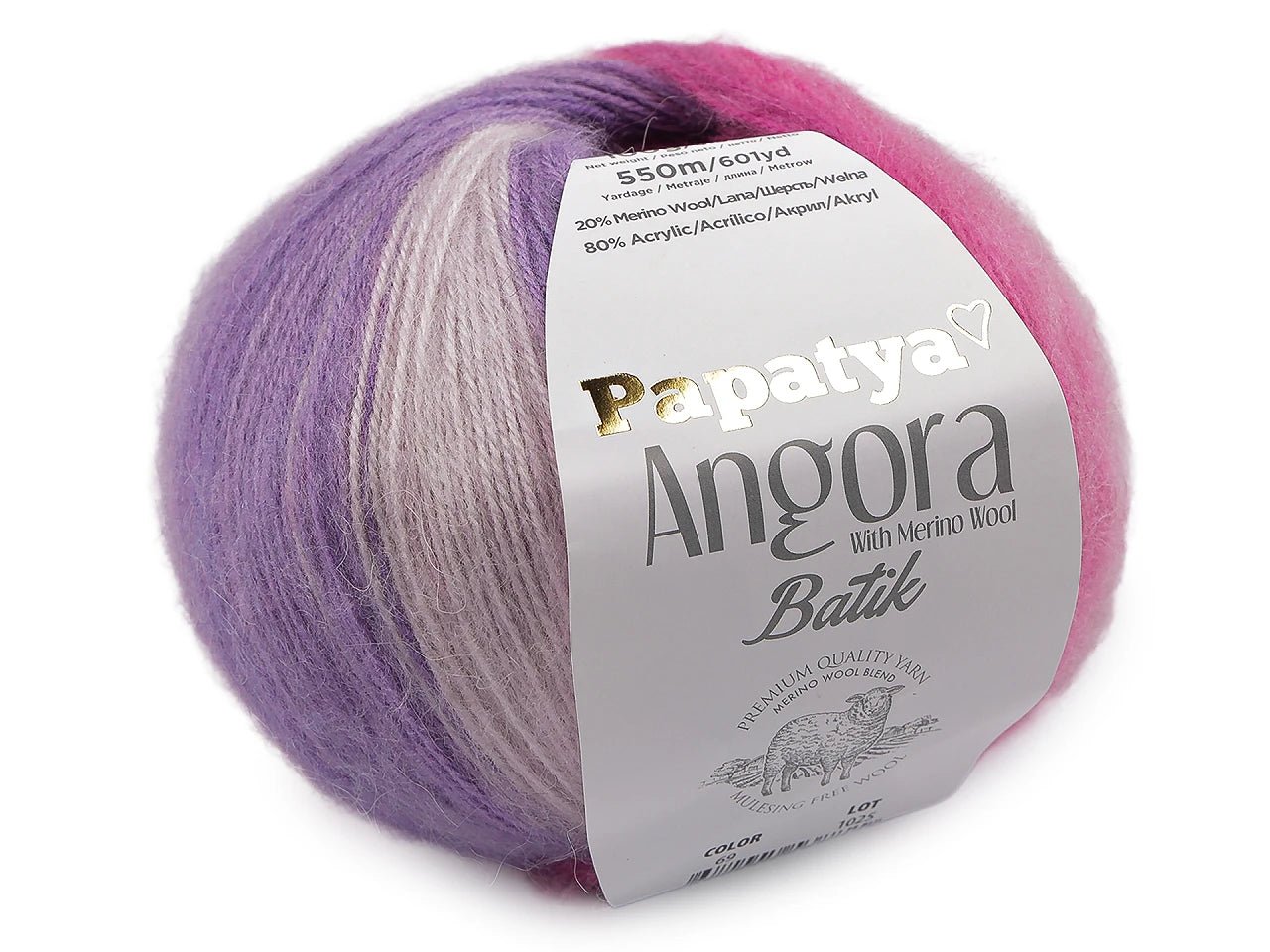 Bild von Dzijas Papatya Angora Batik 100g / 550m – erhältlich bei Šarlotes audumi