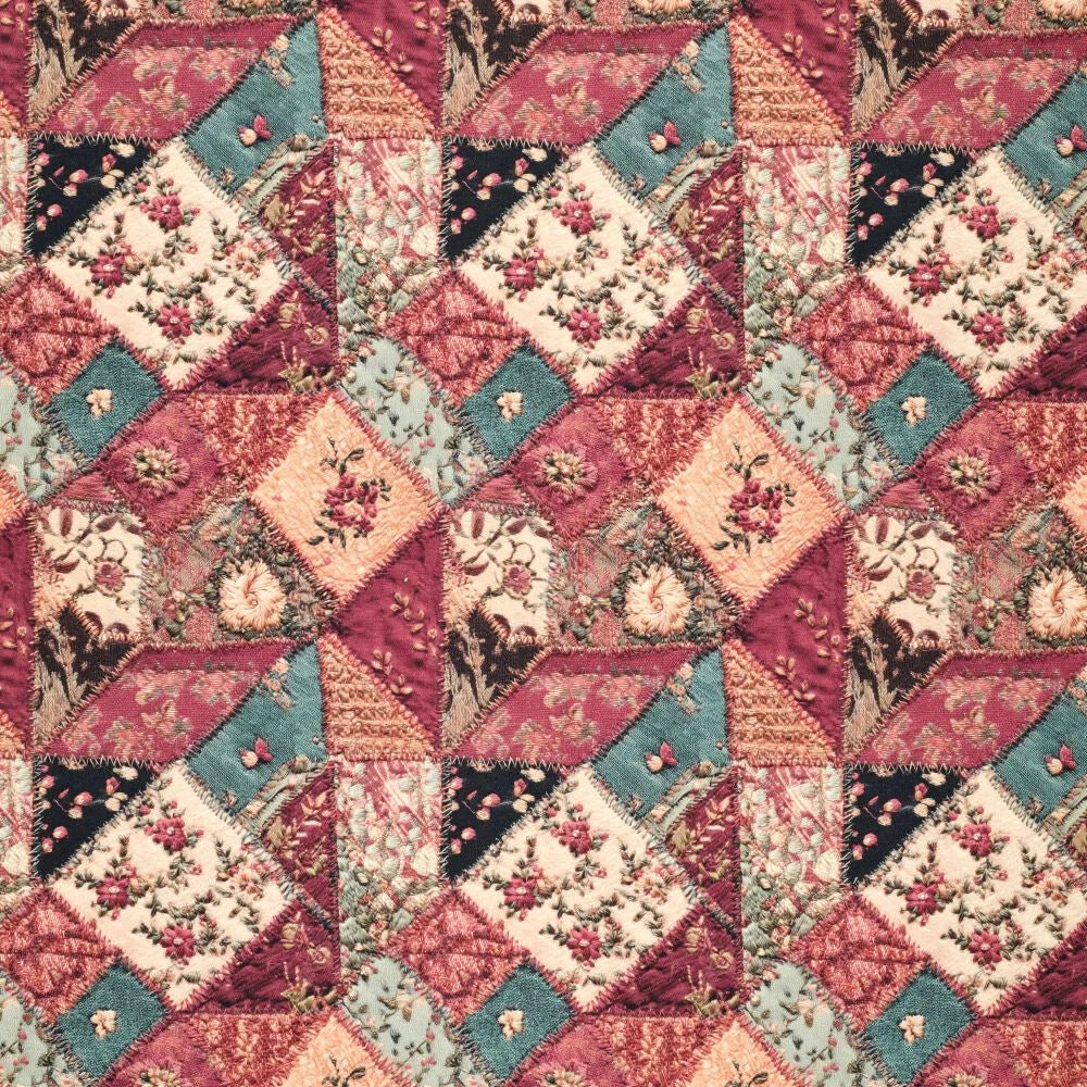 Image of denim rose patchwork cotton twill 295 g/m² – available at Šarlotes audumi