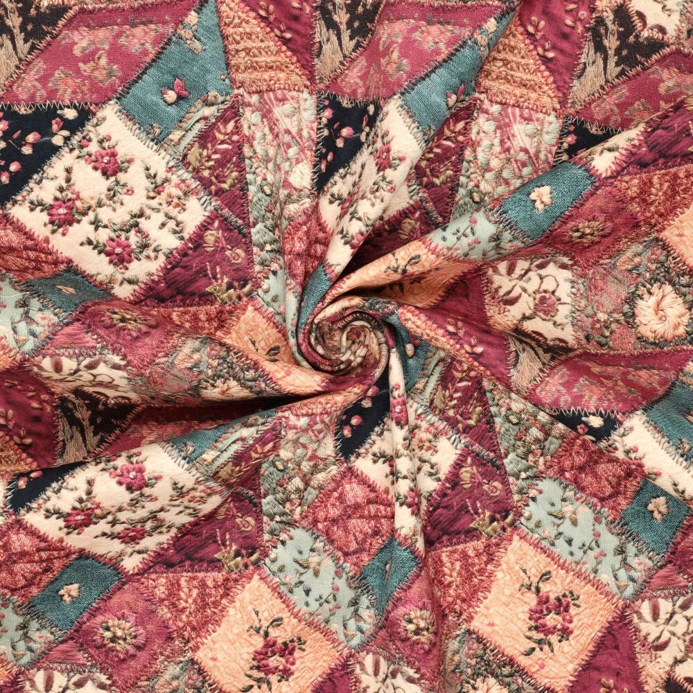 Image of denim rose patchwork cotton twill 295 g/m² – available at Šarlotes audumi