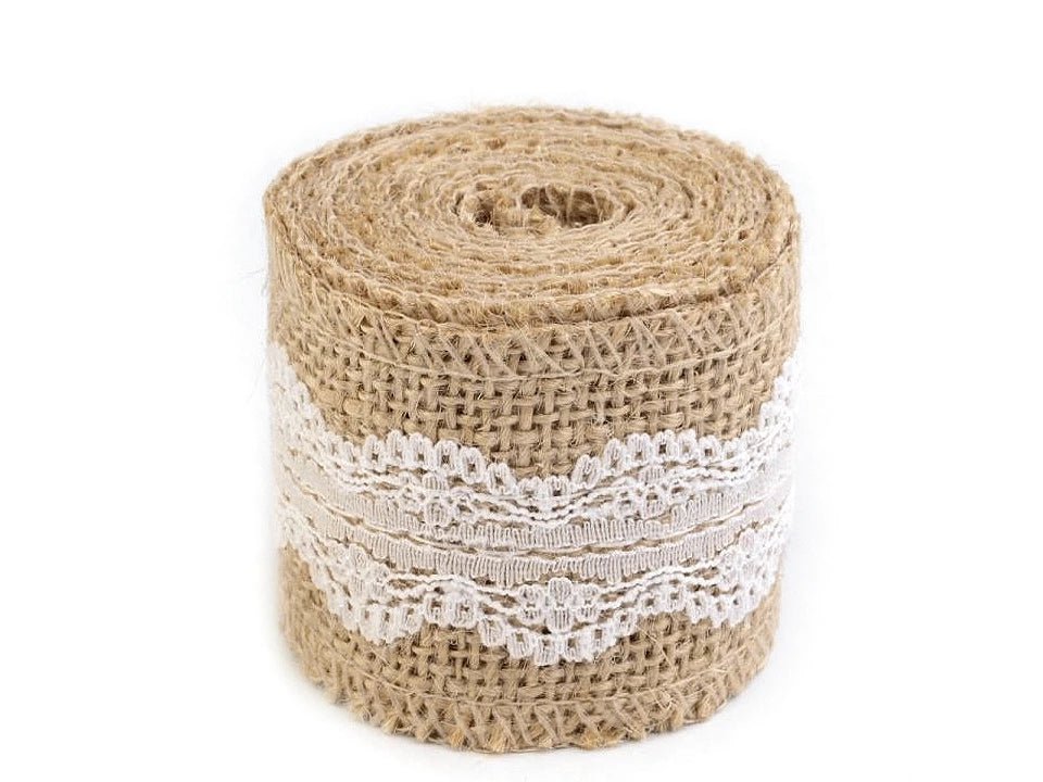 Jute ribbon with lace | 50 mm and 60 mm