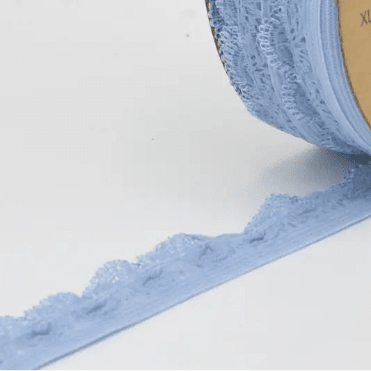 Image de l’élastique en caoutchouc, dentelle 2 cm - bleu clair – disponible chez Šarlotes audumi