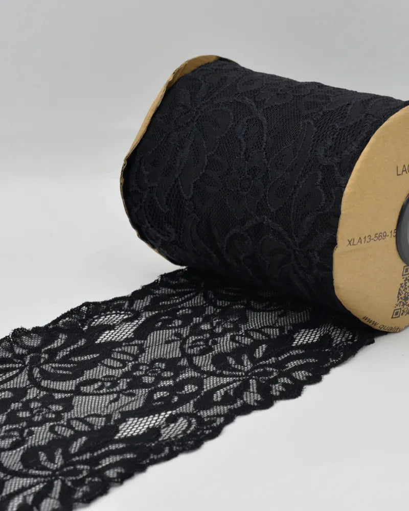 Dentelle élastique - 15 cm - noire