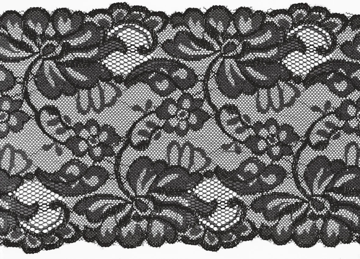 Dentelle élastique - 15 cm - noire