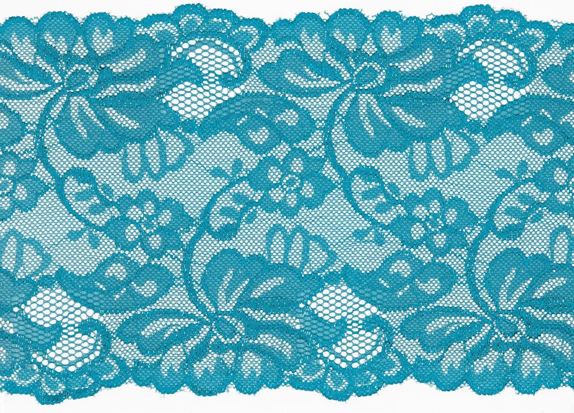 Dentelle élastique - 15 cm - turquoise