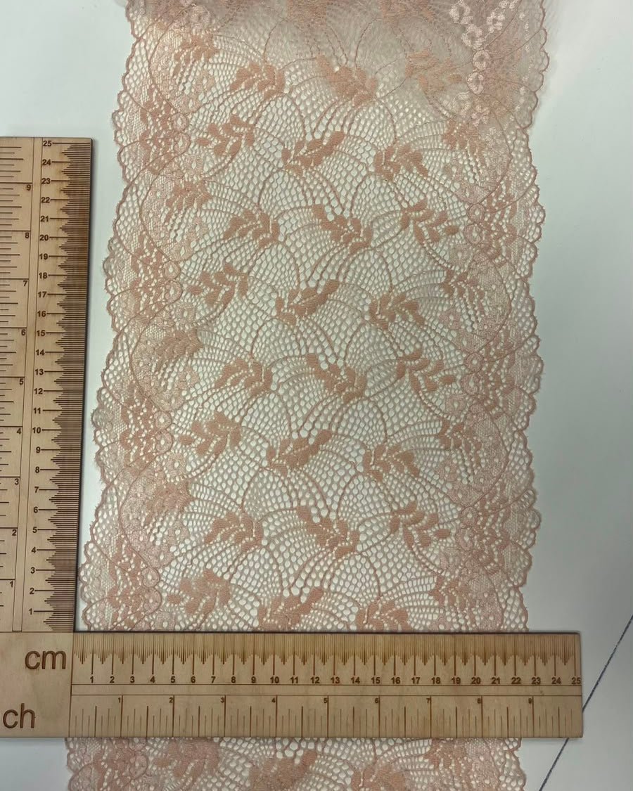 Attēls ar Elastīga mežģīne 23 cm-maigs persiku tonis – pieejams internetā Šarlotes audumi