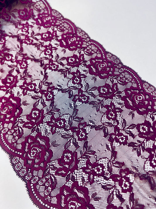 Image avec dentelle élastique 24 cm-prune violette – disponible en ligne chez les tissus de Charlotte