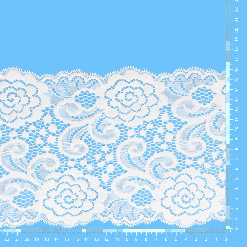 Dentelle élastique en nylon - 16 cm - blanche