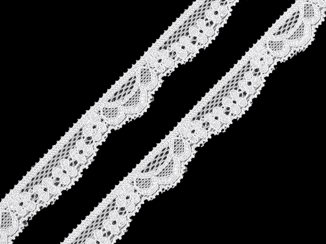Dentelle élastique en polyamide - 1,5 cm blanche