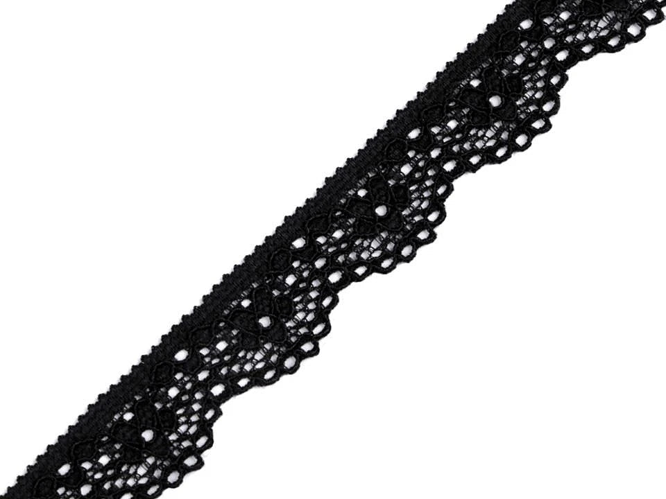 Dentelle élastique en polyamide - 1,6 cm noire